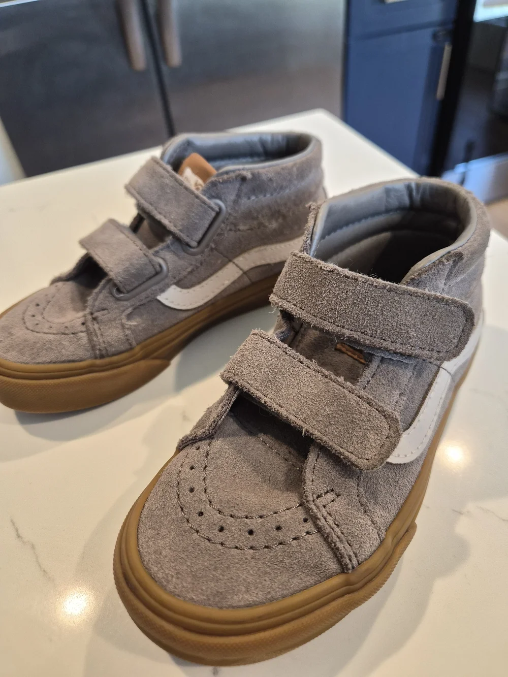 Vans Kids Grey Suede High-Top Sneakers with Gum Sole